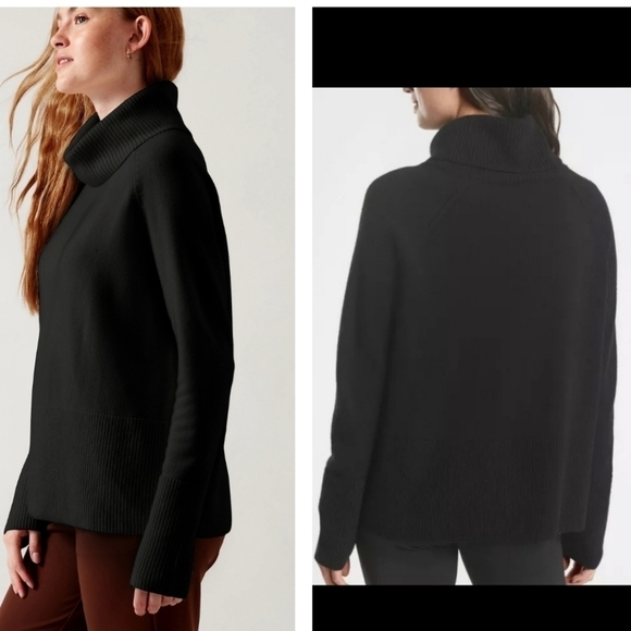 ATHLETA Wool Cashmere Alpine Turtleneck Sweater In Black Size XXS - Picture 15 of 15